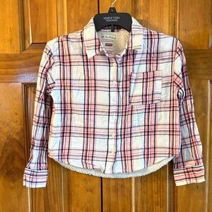 Levi's Girls Pink and White Plaid Button Down Shirt